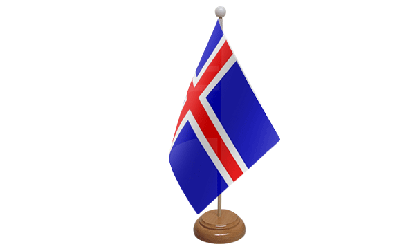 Iceland Small Flag with Wooden Stand